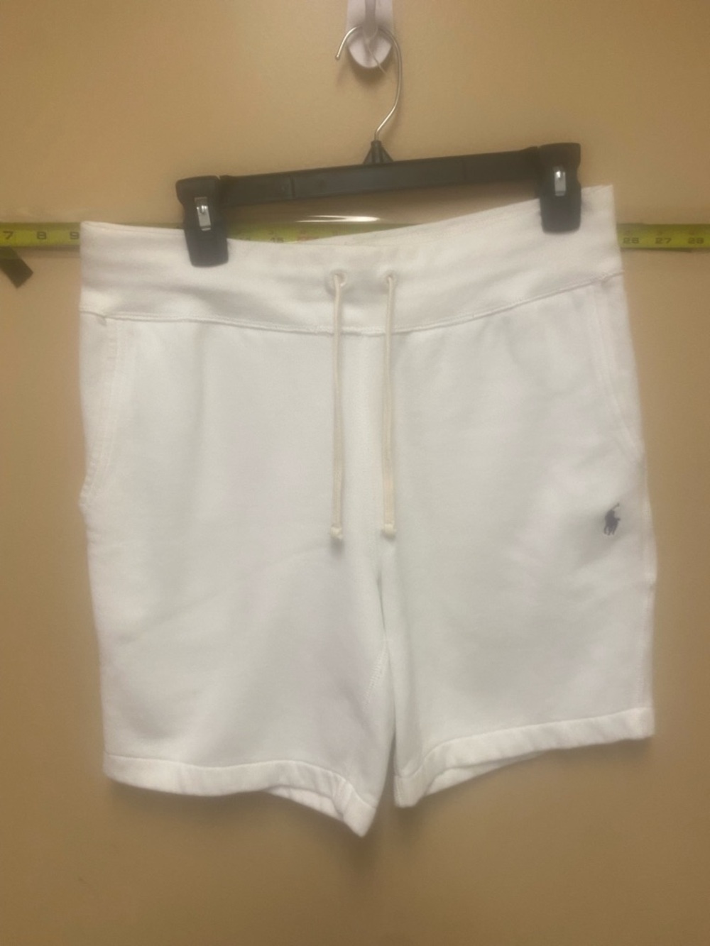 Polo Ralph Lauren WHITE 9” inseam Double Knit Sweat Track Shorts